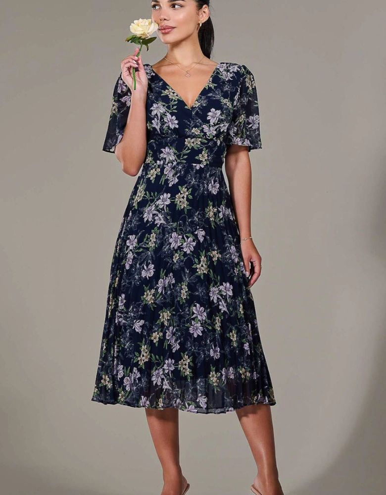 Petite Chiffon Pleated Midaxi Dress