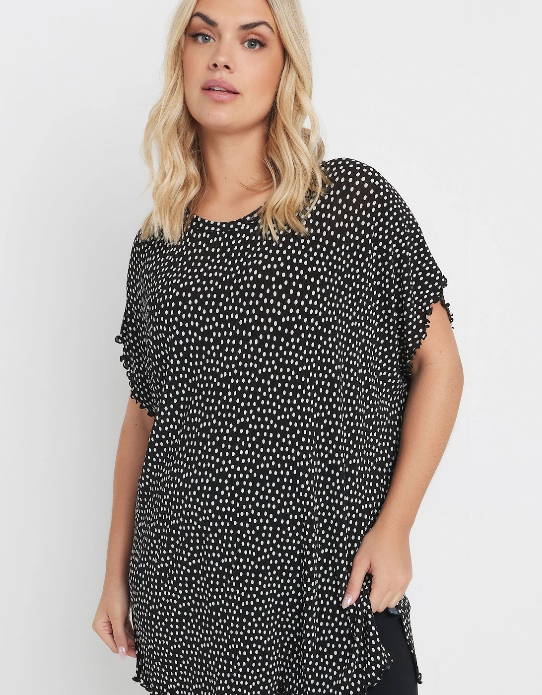 Polka Dot Print Plisse T-Shirt, 2 of 1