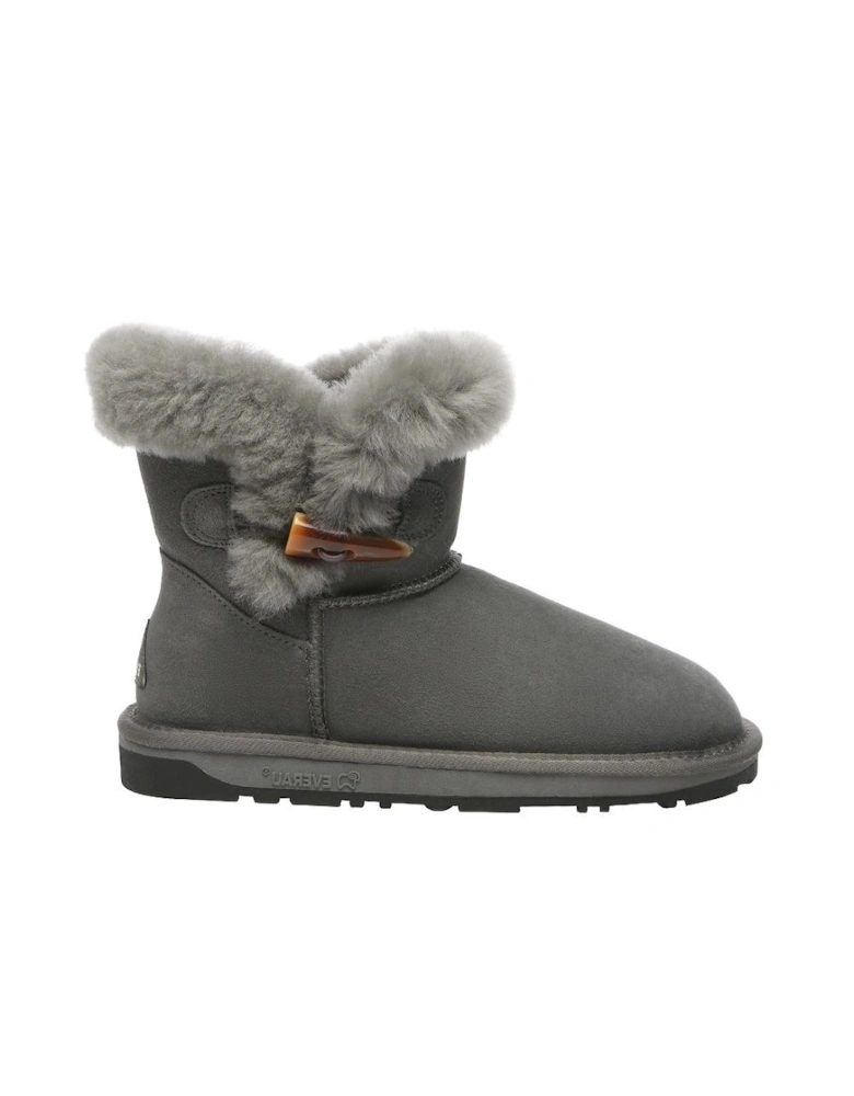 Real Sheepskin Robin Horn Toggle button Mini Boots with TPR Sole