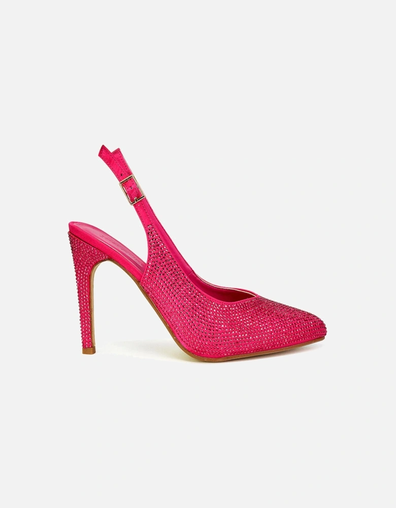 'Divine' Diamante Pointed Toe Slingback Bridal High Heel Stilettos