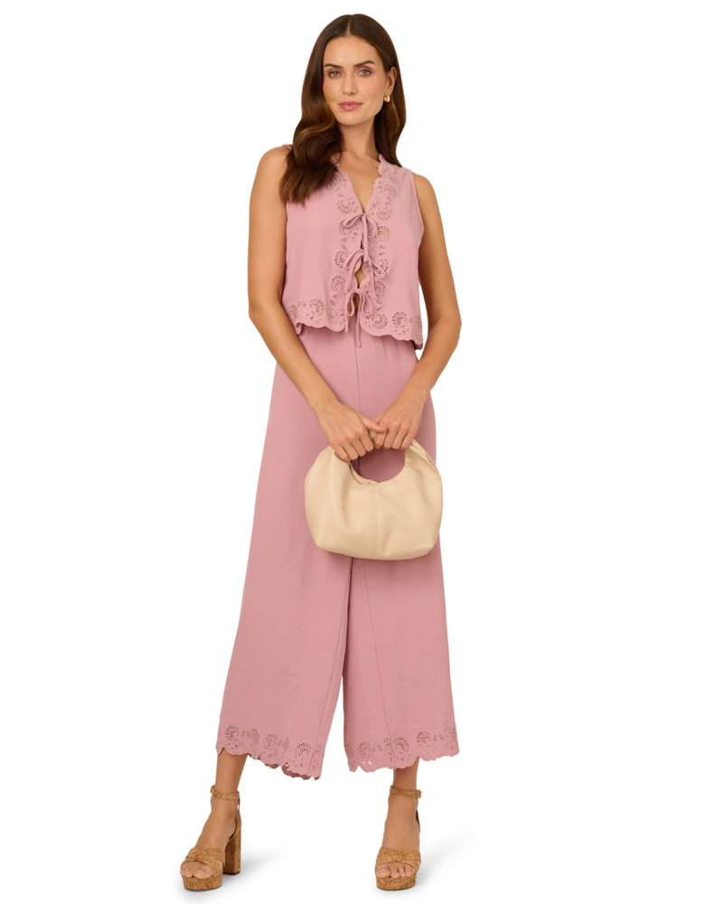 Airflow Tie Front Cutout Vest W/ Matching Pull On Pant Set