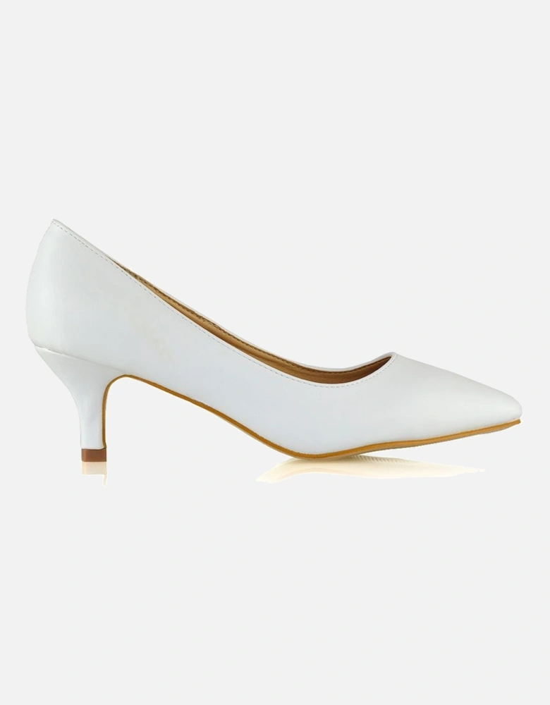 'Cali' Pointed Toe Low Stiletto Kitten High Heel Court Shoes
