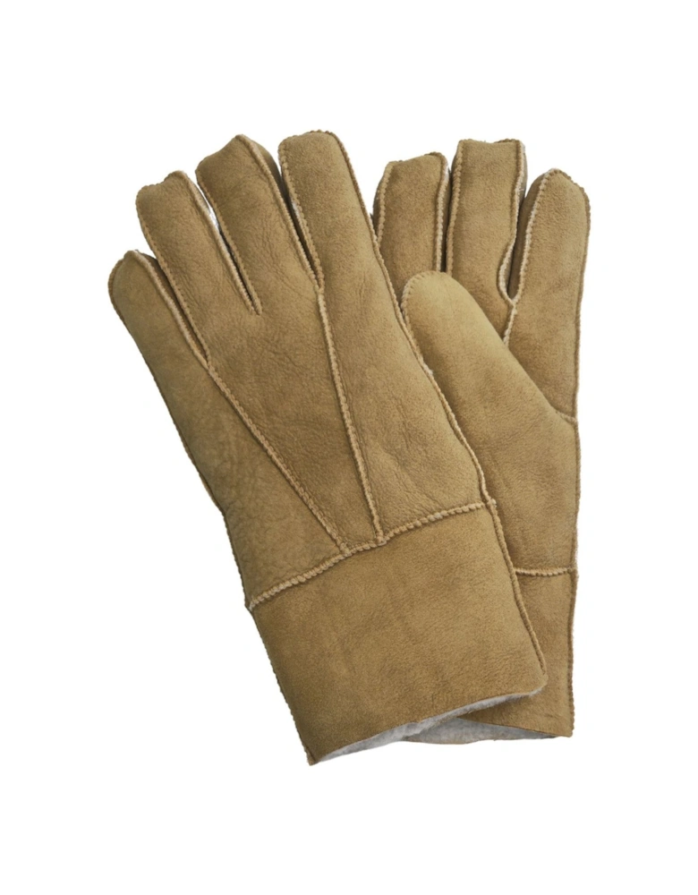 Sheepskin Suede Gloves with Roll Up/Down Cuff