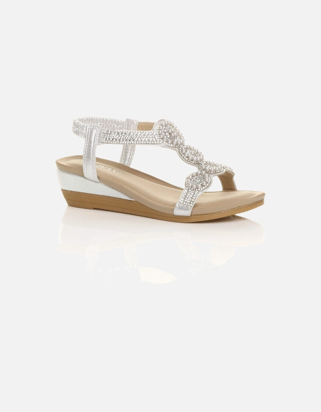 Mid Wedge Heel Diamante Slingback Sandals  Wedges, 2 of 1