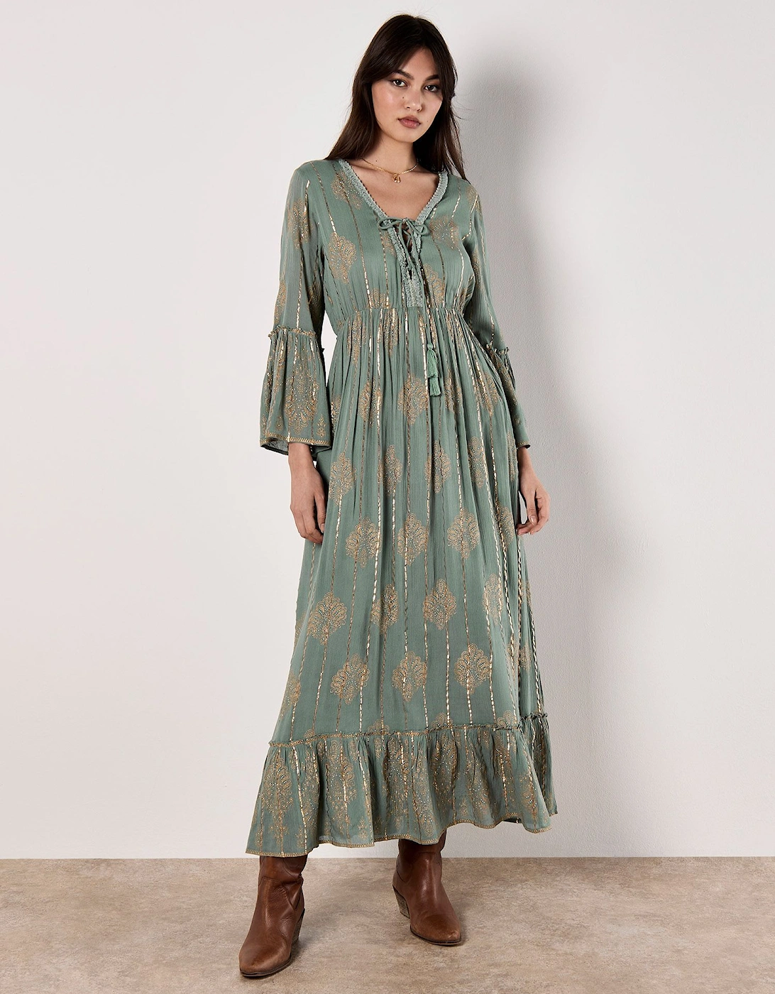 Metallic Paisley Boho Maxi Dress, 2 of 1