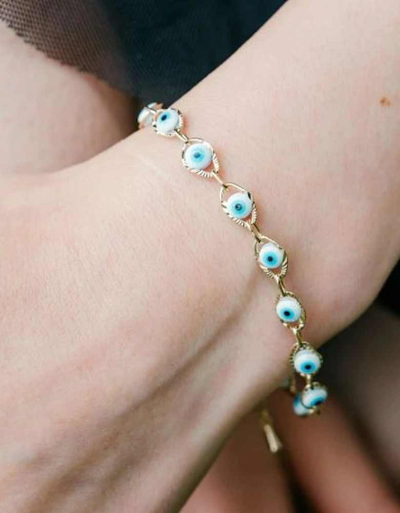 Minimalist Adjustable Evil Eye Charm Beaded Protection Dainty Bracelet