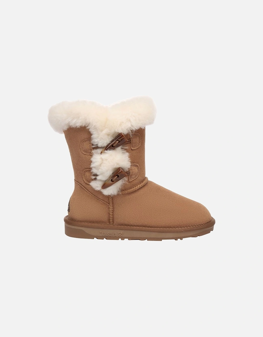 Real Sheepskin Stork Horn Toggle button Short Boots with TPR Sole, 2 of 1