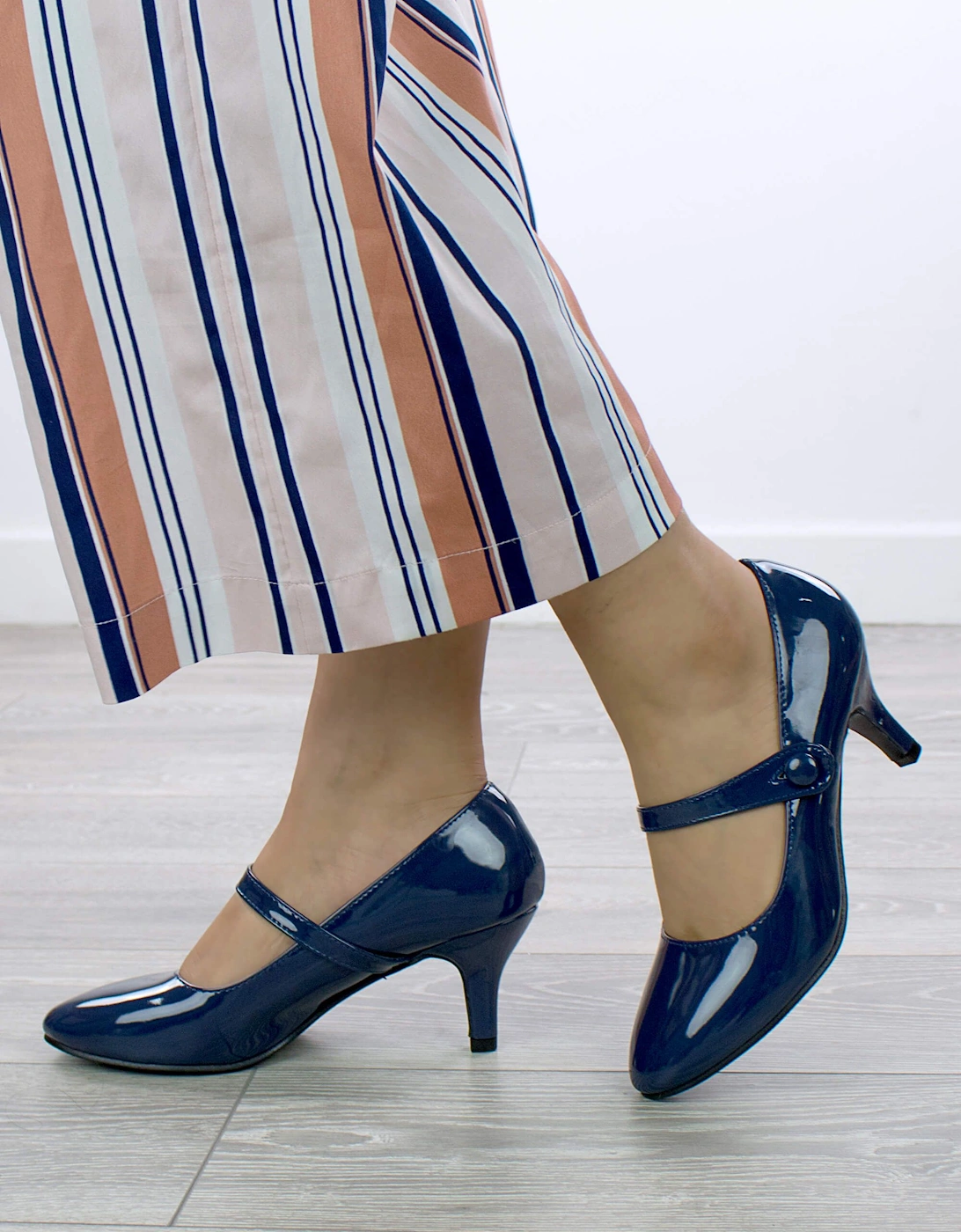 Mid  Heel Elastic Strap Mary Jane  Court Shoes, 2 of 1