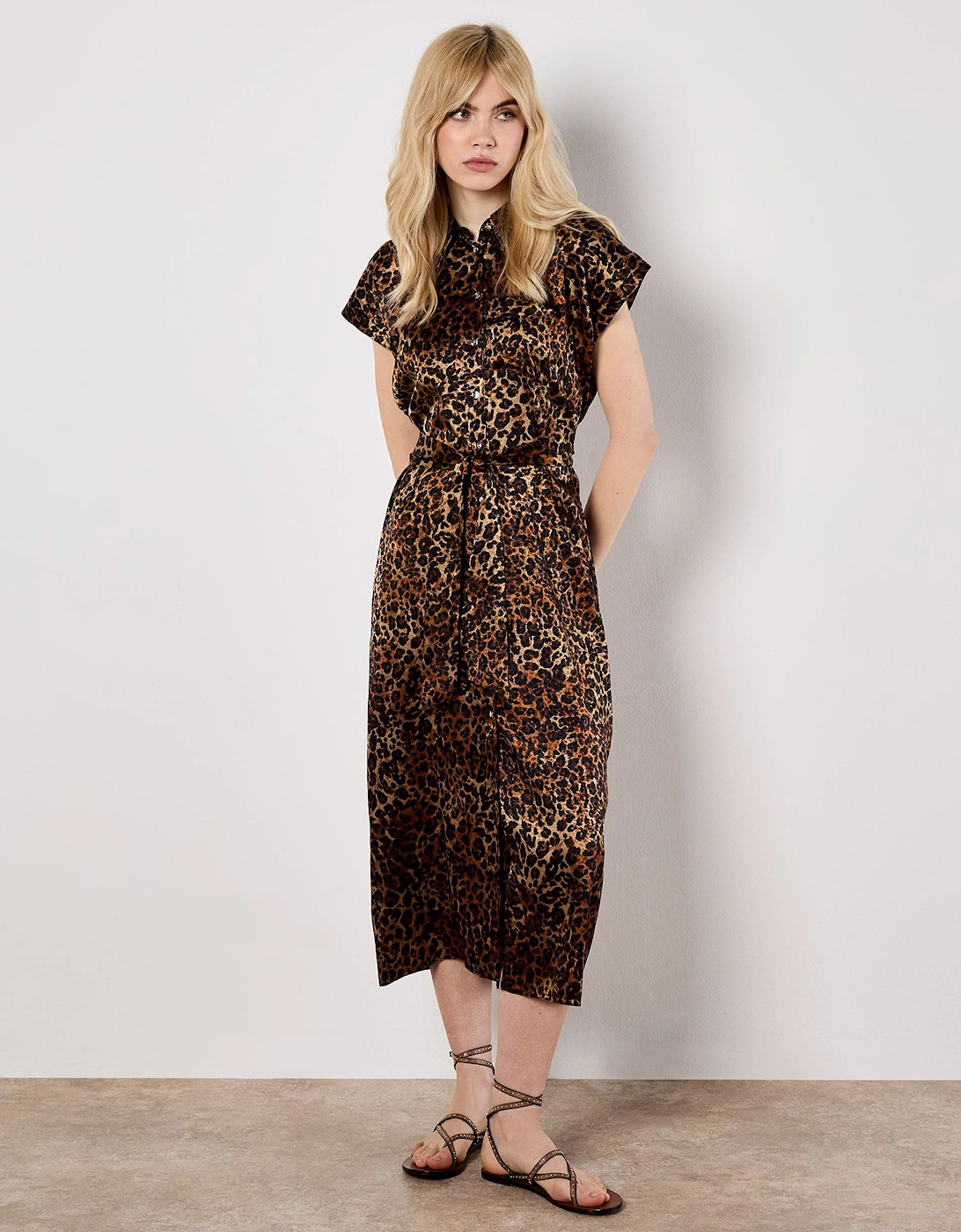 Leopard Print Satin Midi Dress, 2 of 1