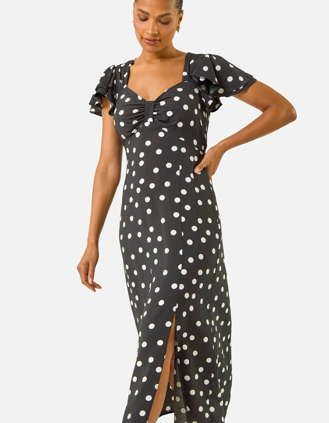 Spot Print Sweetheart Midi Dress, 2 of 1
