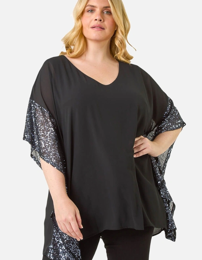 Curve Sequin Trim Overlay Top