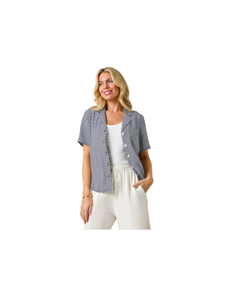 Petite Geometric Buttoned Blouse