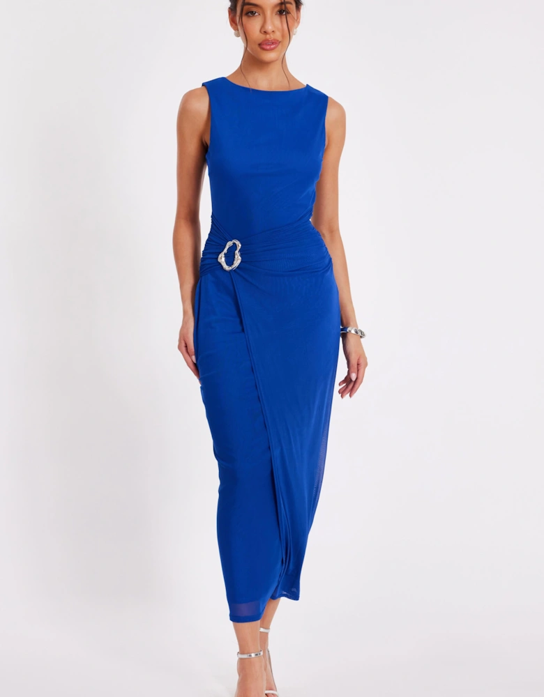 Royal Mesh Buckle Midaxi Dress