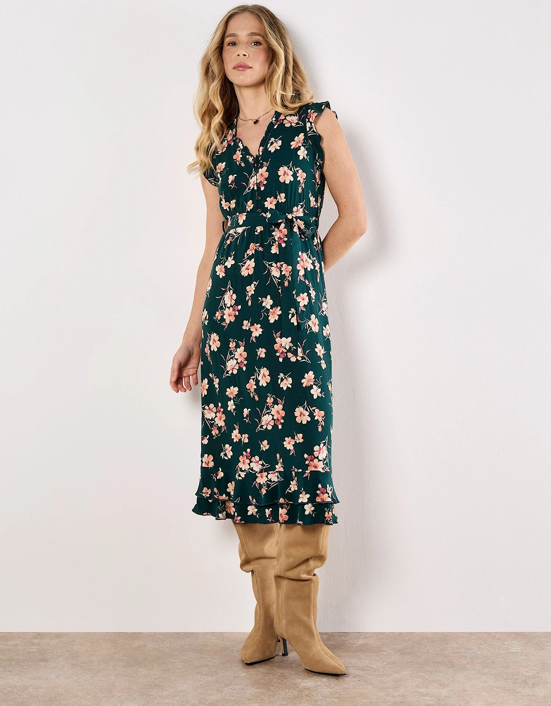 Painterly Floral Midi Dress, 2 of 1