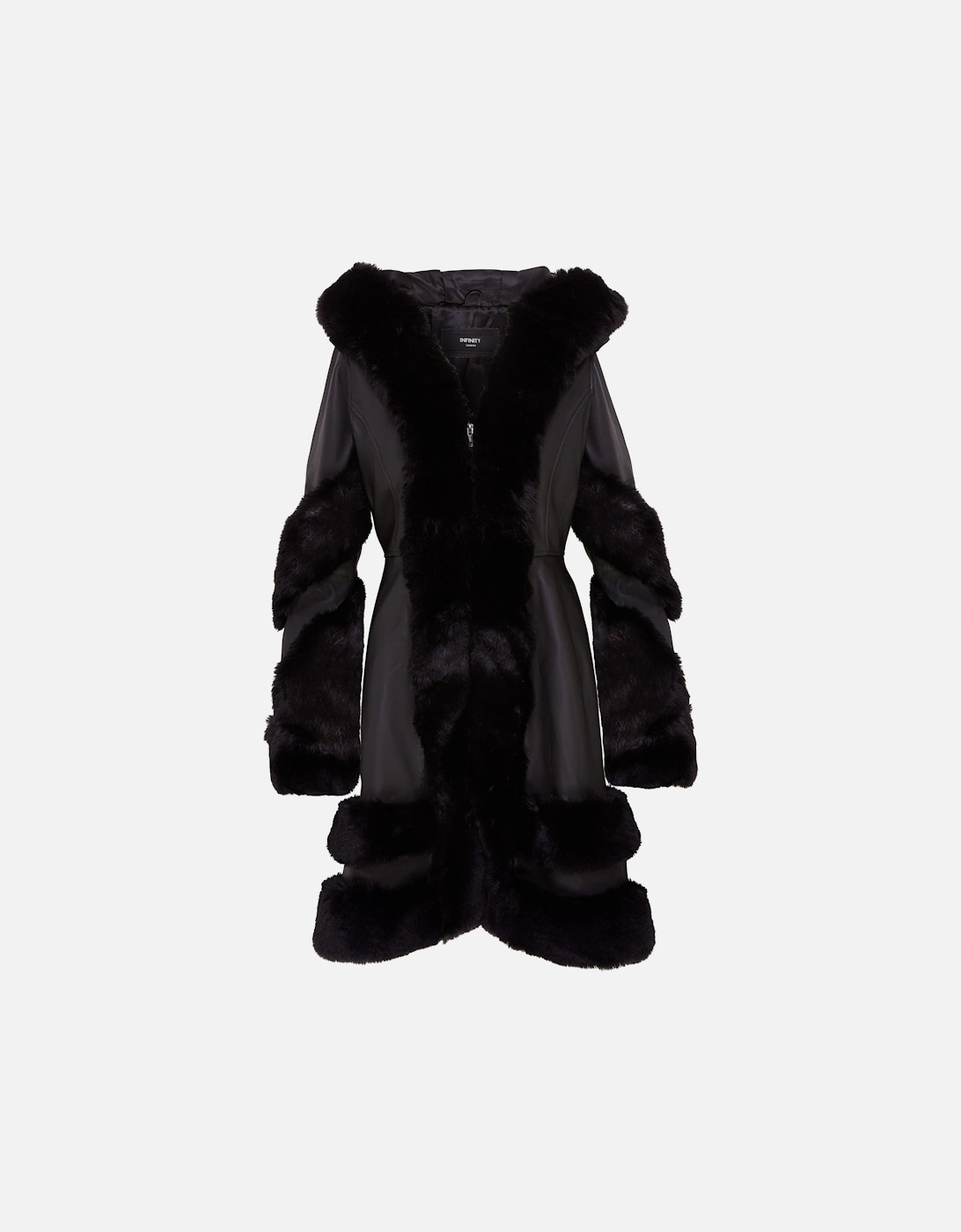 Flared Leather Hooded Cape Coat With Fur - Mandal, 2 of 1