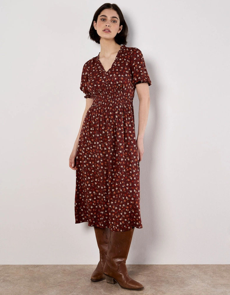 Ditsy Floral Smocked Midi Dress
