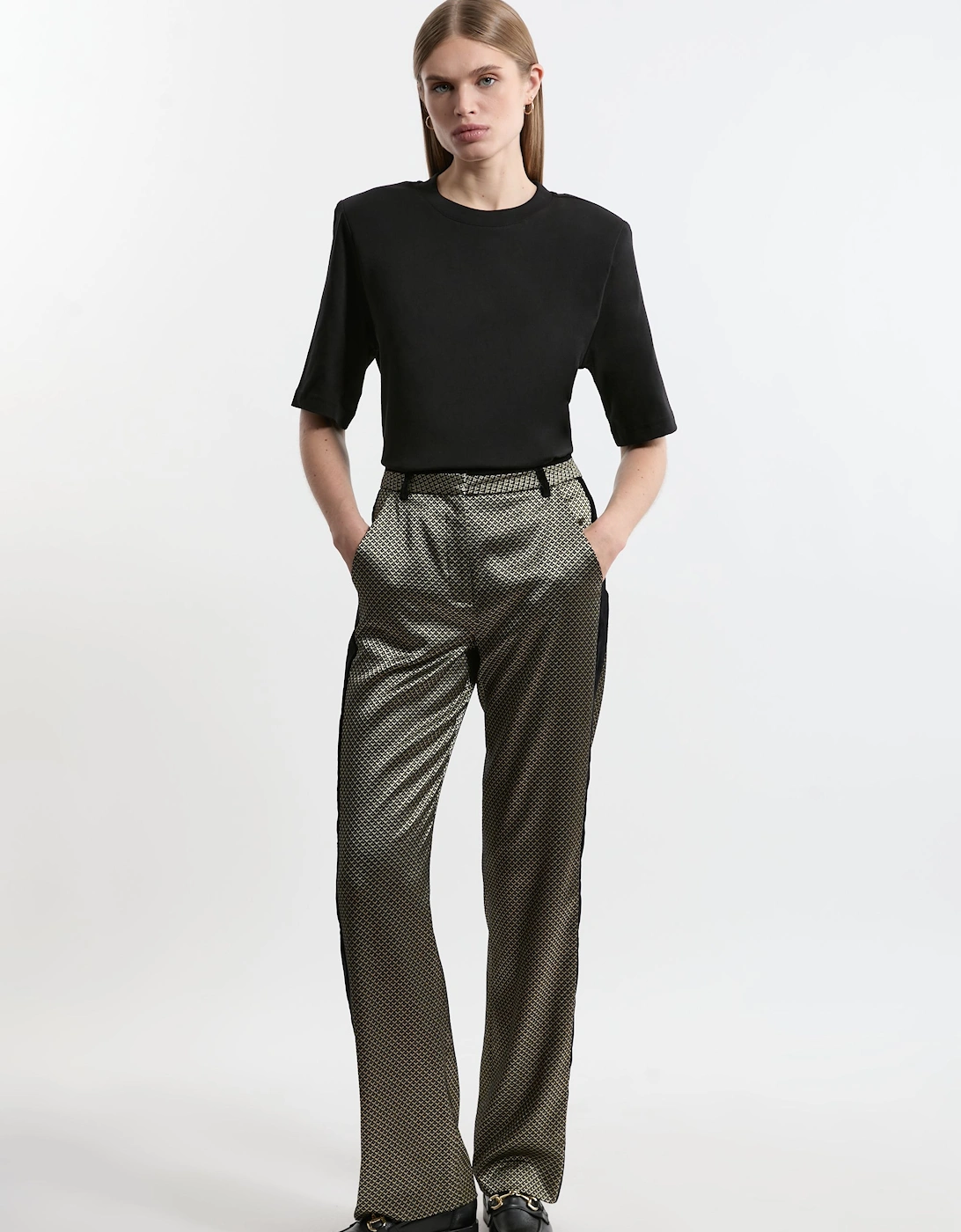 Tall Geo Jacquard Velvet Mix Tailored Trouser, 2 of 1