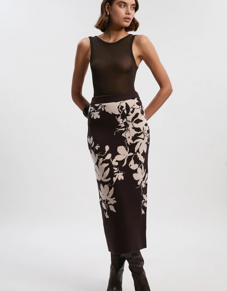 Jacquard Floral Knitted Skirt