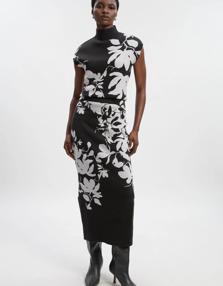 Jacquard Floral Knitted Skirt