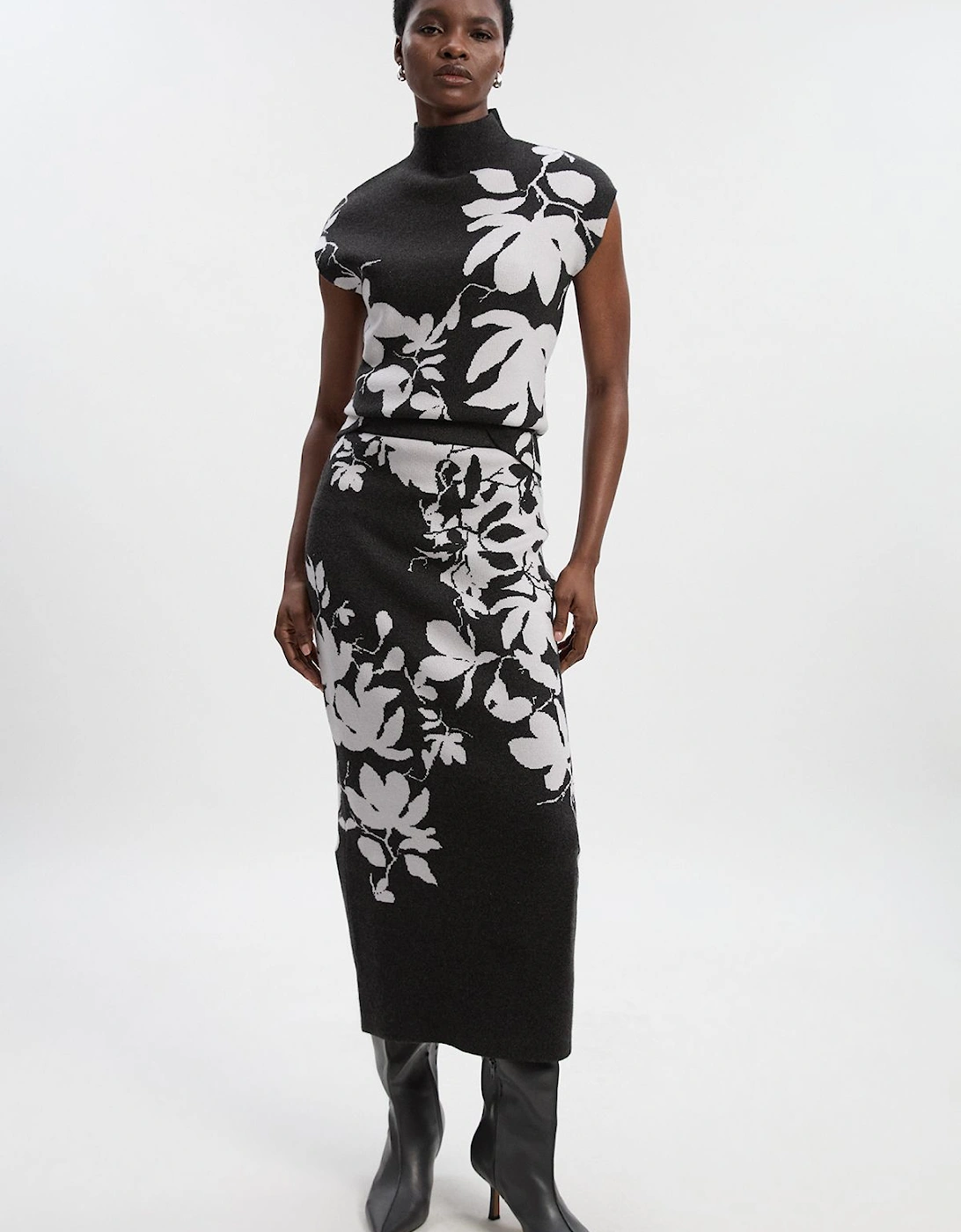 Jacquard Floral Knitted Skirt, 2 of 1