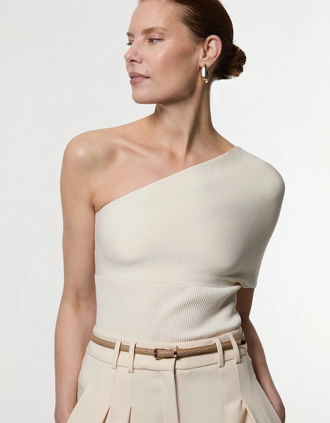 Compact Rib Stitch Knitted One Shoulder Top, 5 of 4