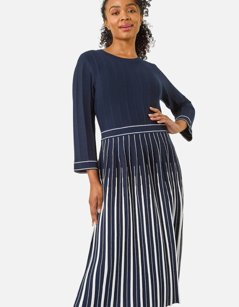 Petite Contrast Pleat Midi Dress