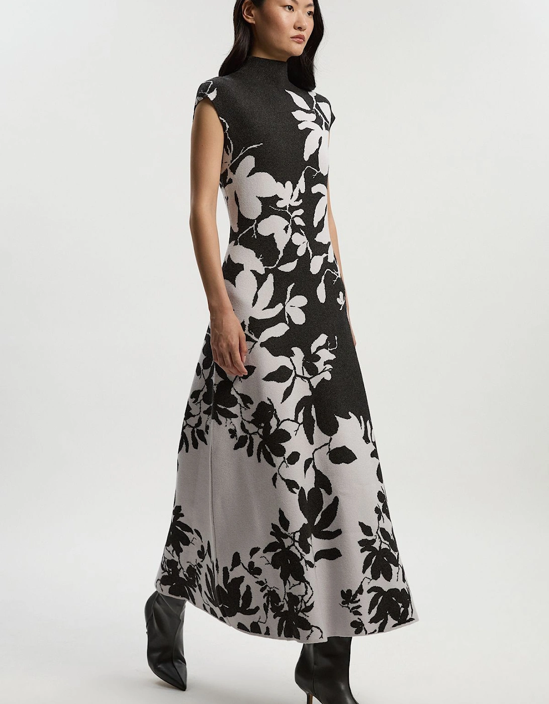 Jacquard Floral Knitted Maxi Dress, 2 of 1