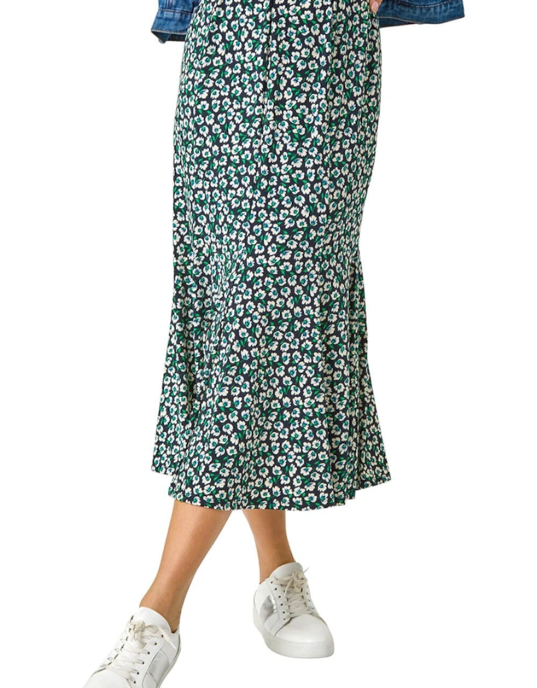 Floral Print Panel Skirt