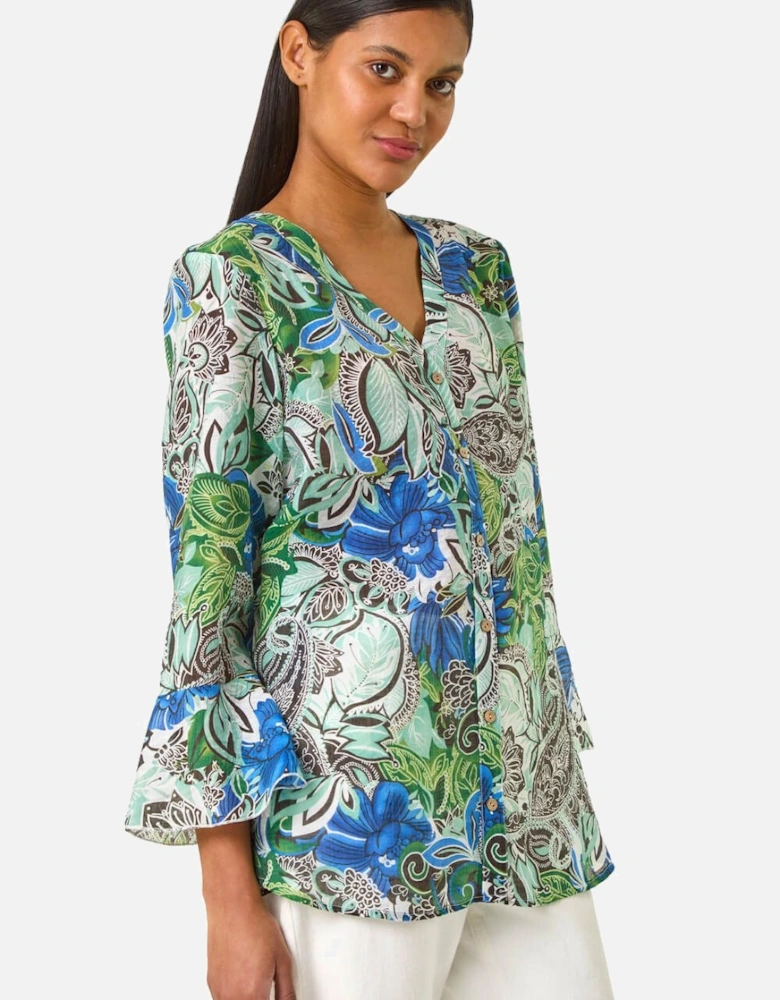 Paisley V-Neck Blouse