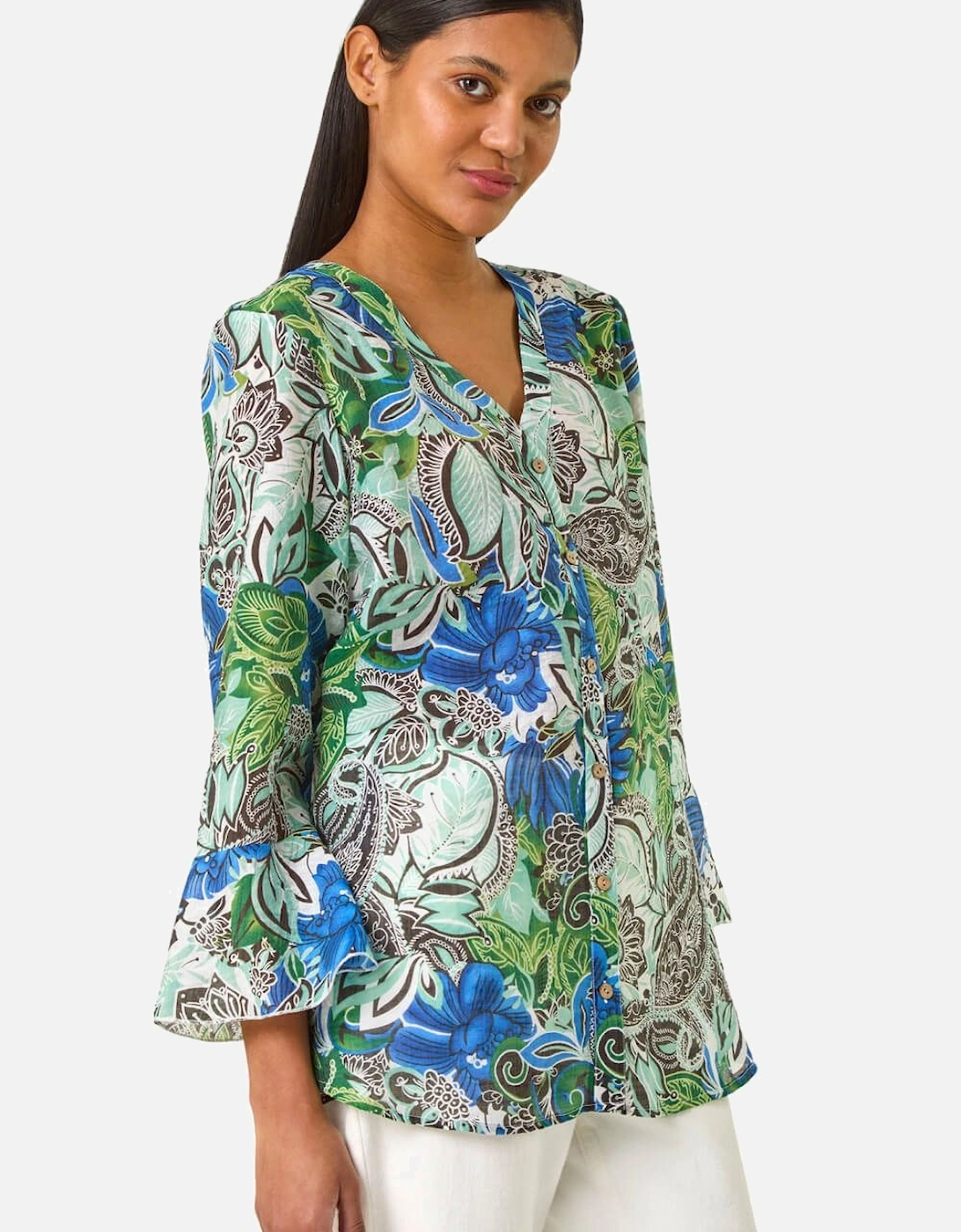 Paisley V-Neck Blouse, 2 of 1
