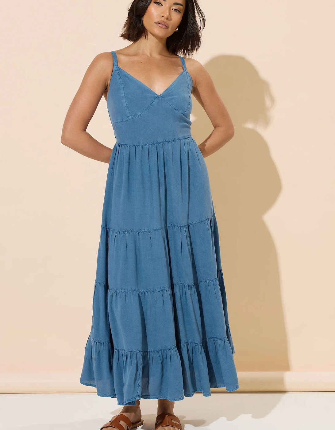 Petite Acid Wash Tiered Dress, 2 of 1