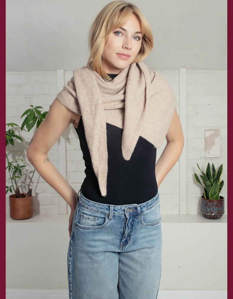 Edwina Knitted Triangle Scarf - Mink