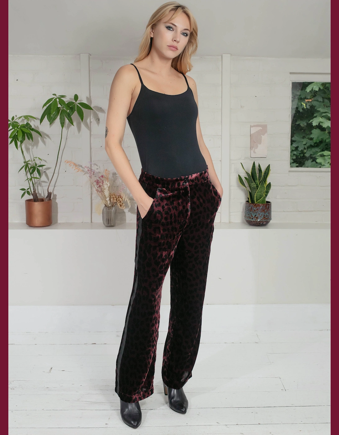 Nooki Design Women's Tori Leopard Tuxedo Pants - Purple - Size: S