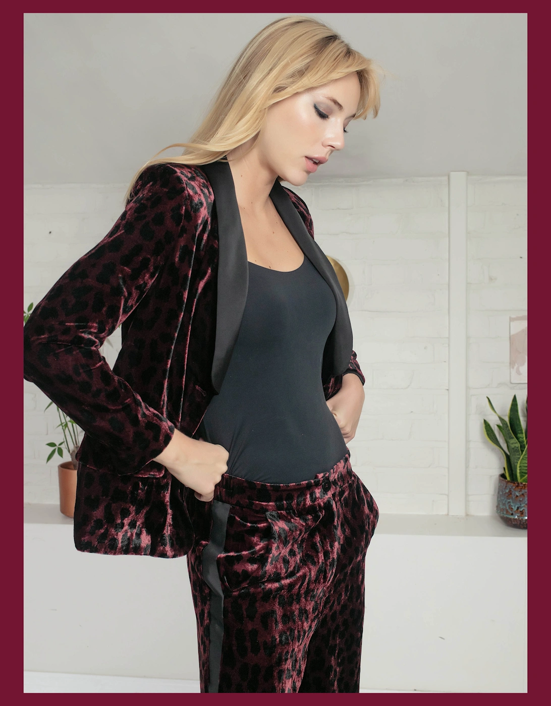 Nooki Design Nooki Design Women's Sonia Tuxedo In Plum Leopard - Purple