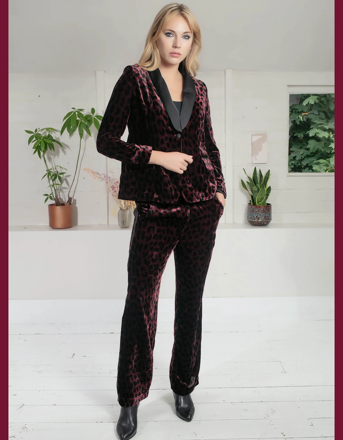 Nooki Design Women's Sonia Tuxedo In Plum Leopard - Purple - Size: M