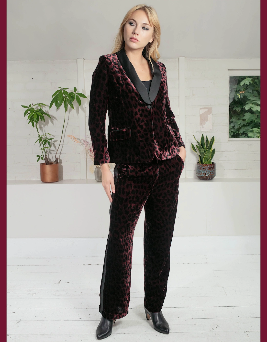 Sonia Tuxedo In Plum Leopard