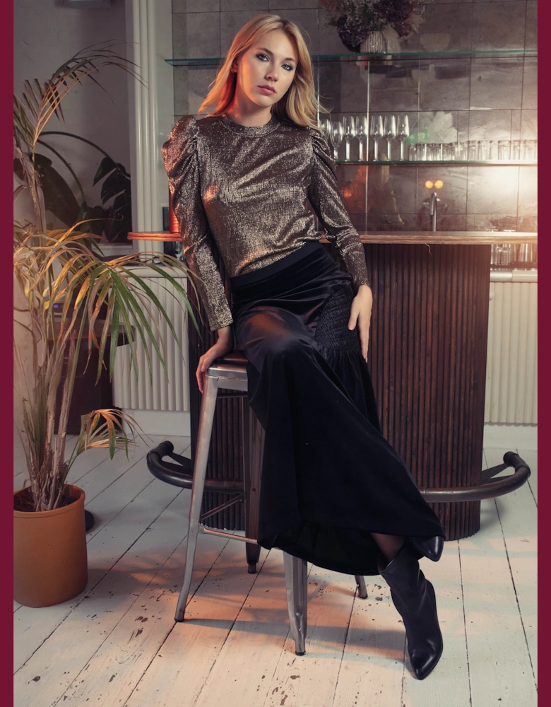 Heather Metallic Top In Gold
