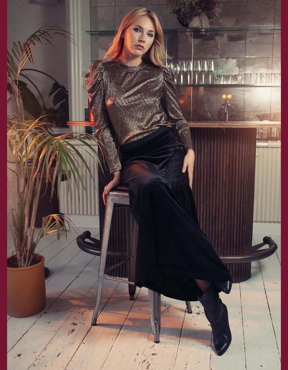 Heather Metallic Top In Gold, 8 of 7