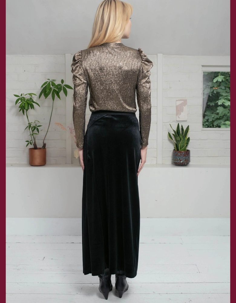 Heather Metallic Top In Gold