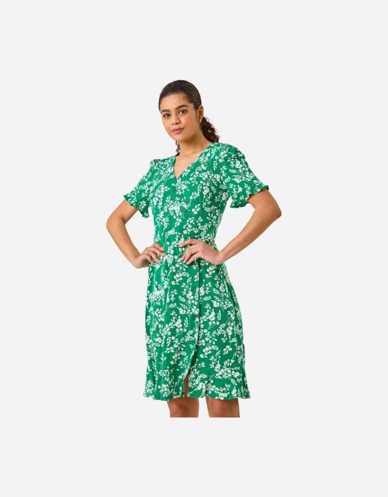 Ditsy Floral Side Button Stretch Dress