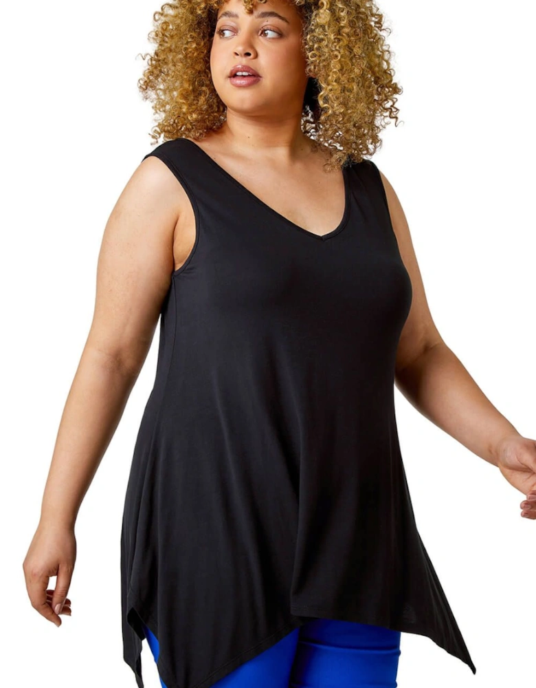 Curve Cross Detail  V-Neck Stretch Vest Top