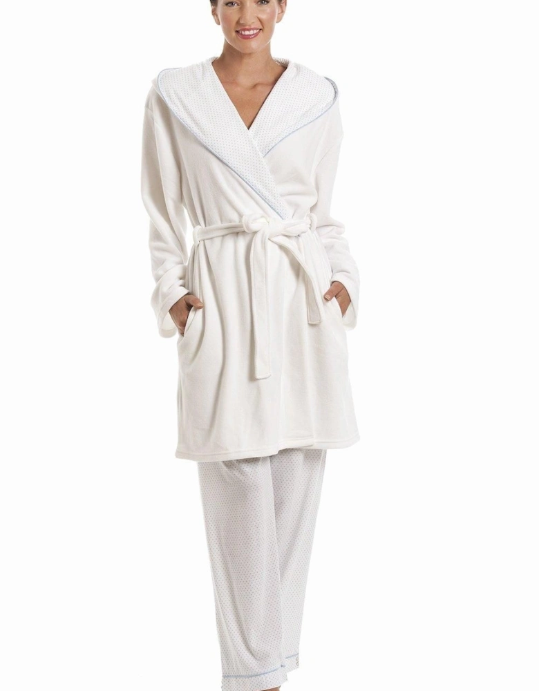 Soft Fleece Polka Dot Hooded Bathrobe