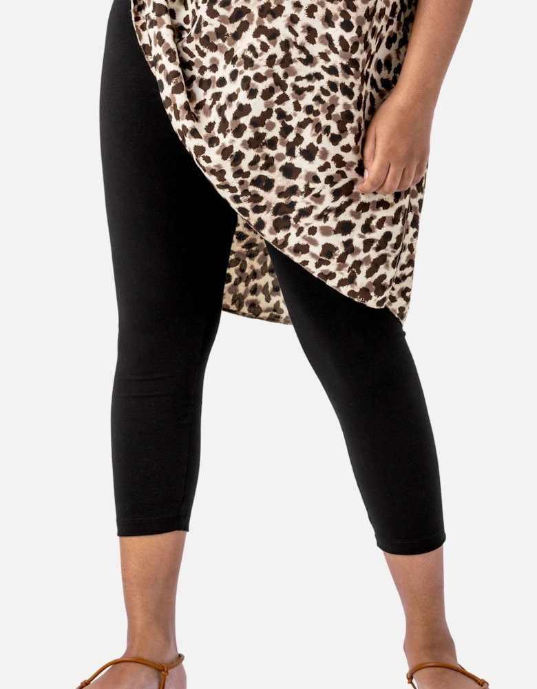 Curve Plain Elastic Waist Cropped Leggings