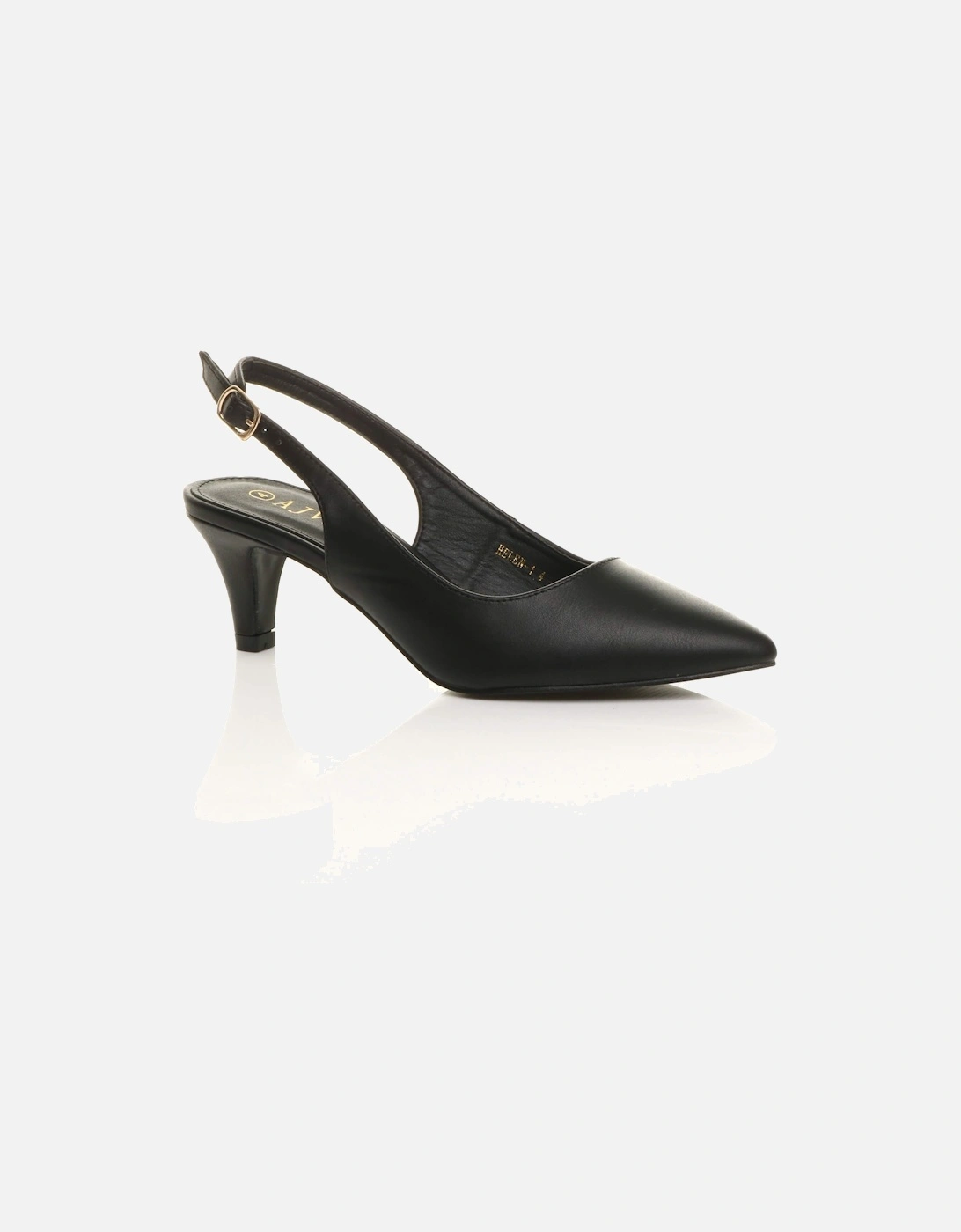Mid Slim Heel Slingback Pointed Faux Leather Court Shoes, 2 of 1