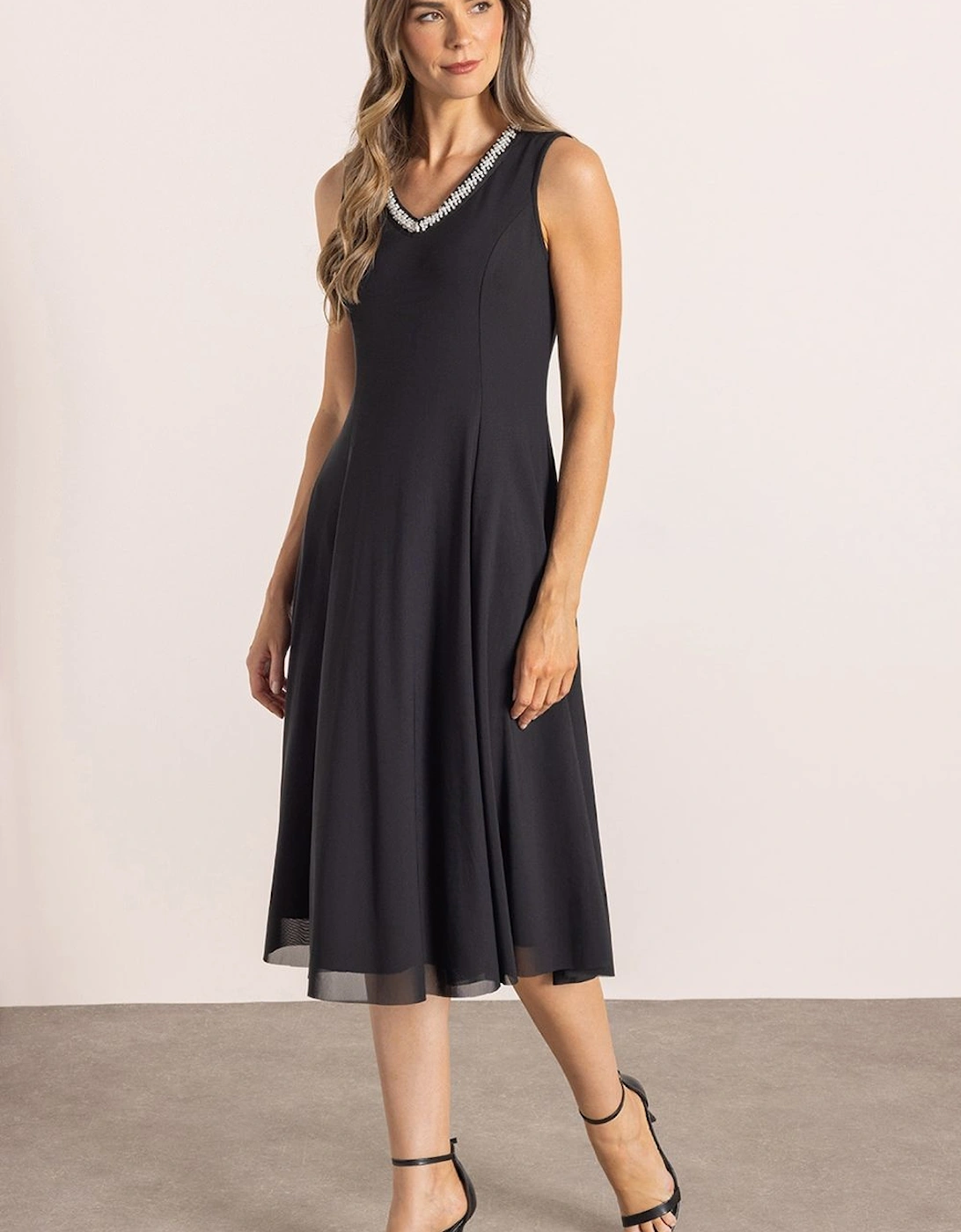 Embellished Sleeveless Mesh Midi Dress, 2 of 1