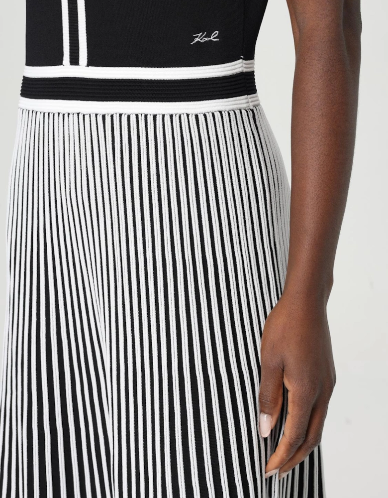Knit Midi Dress Pleated Skirt