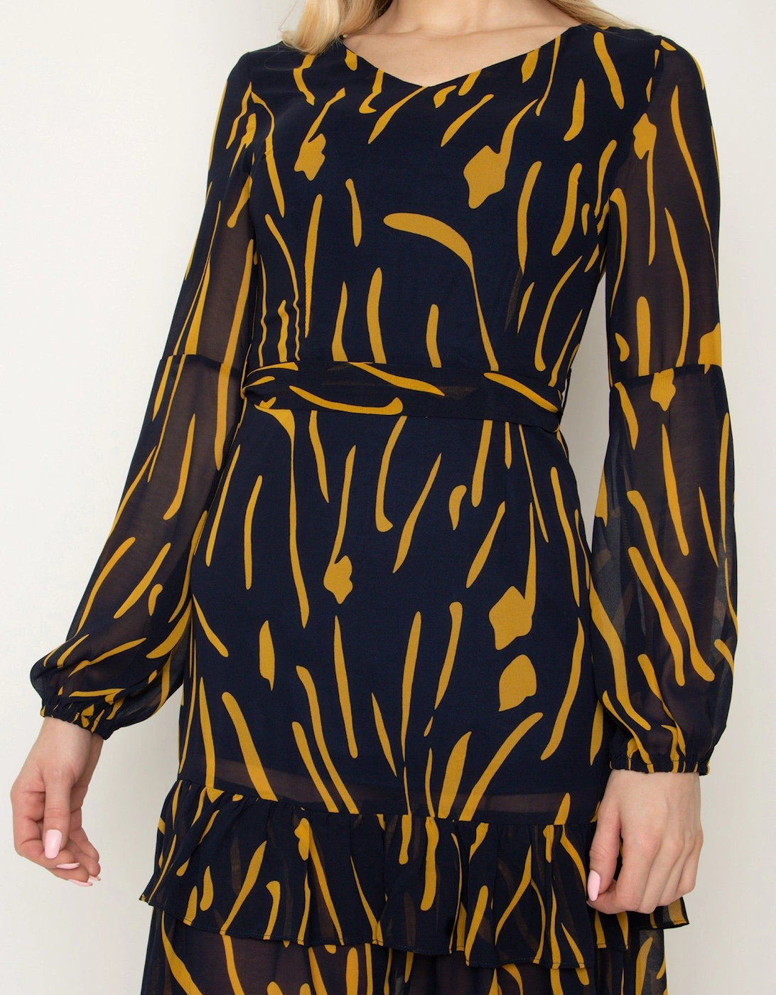 Flowy Chiffon Mini Dress with Elasticated Waist, 2 of 1