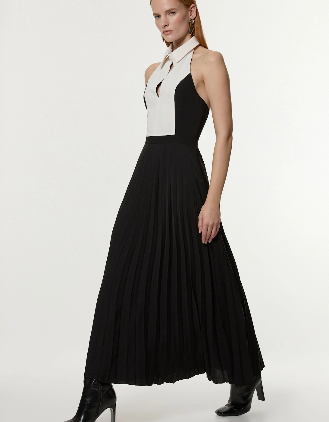 Contrast Detail Full Skirt Tailored Midi Dress, 2 of 1