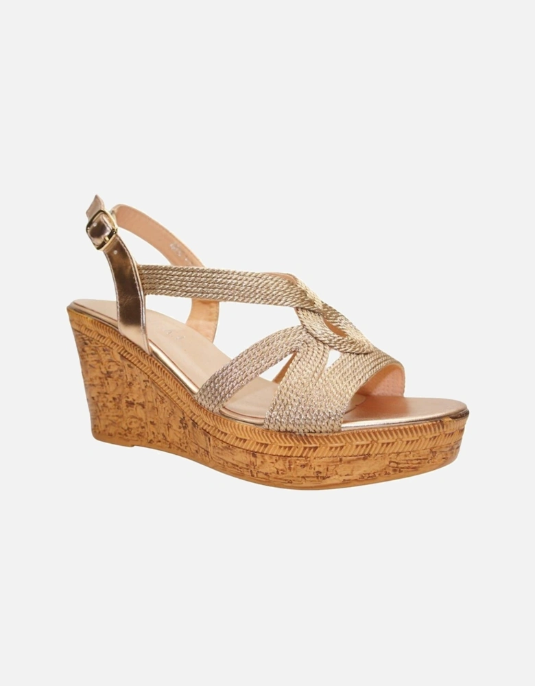 Wedge Ladies Strappy Metallic Sandal