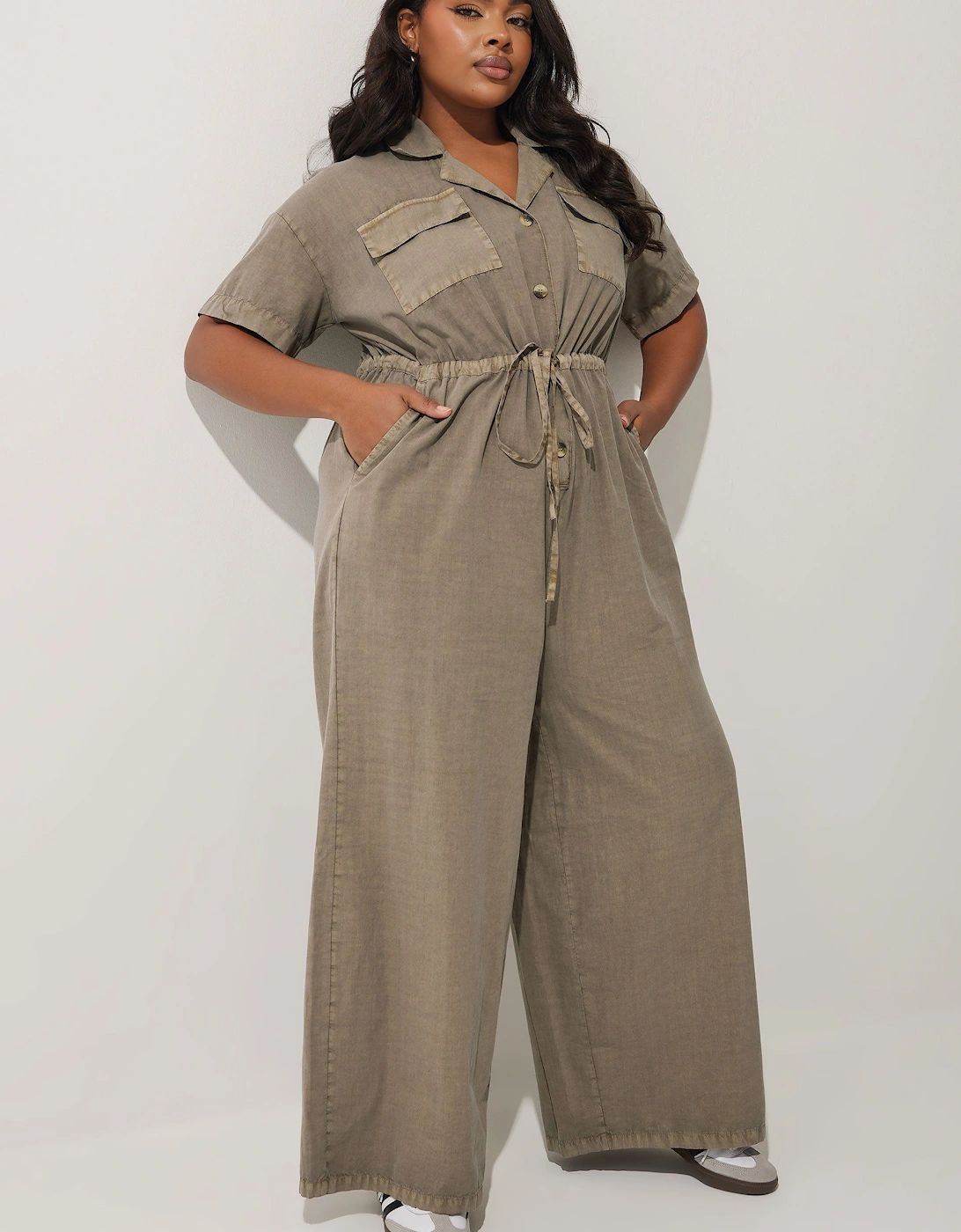Washed Tie Waist Jumpsuit, 2 of 1